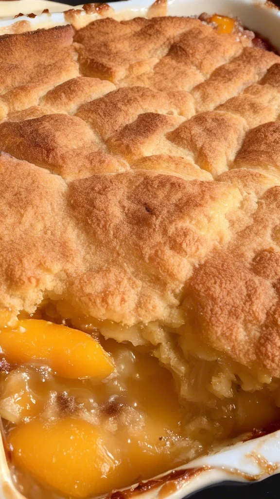 Beautifully plated Peach Cobbler