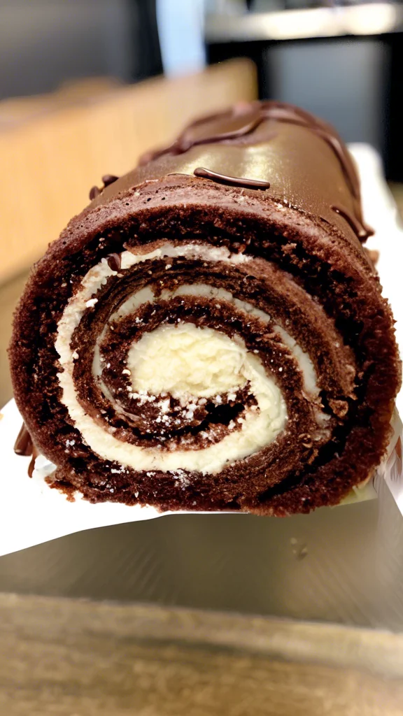 Beautifully plated Chocolate Swiss Roll