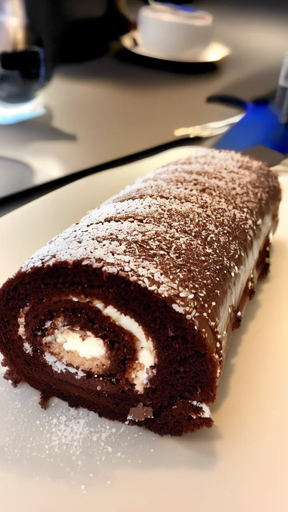 Close-up of delicious Chocolate Swiss Roll