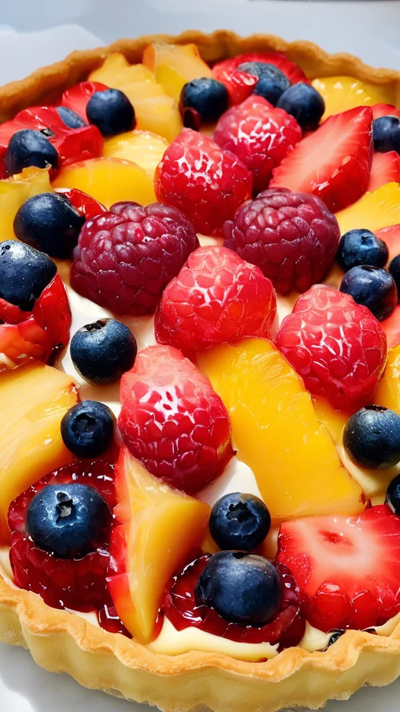 Beautifully plated Fruit Tart with Custard