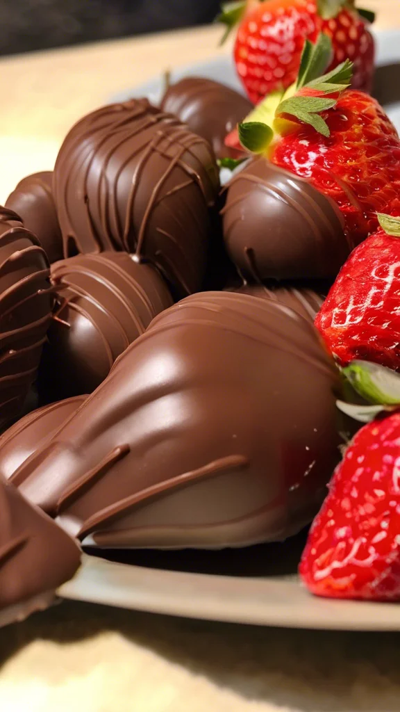 Beautifully plated Chocolate-Covered Strawberries