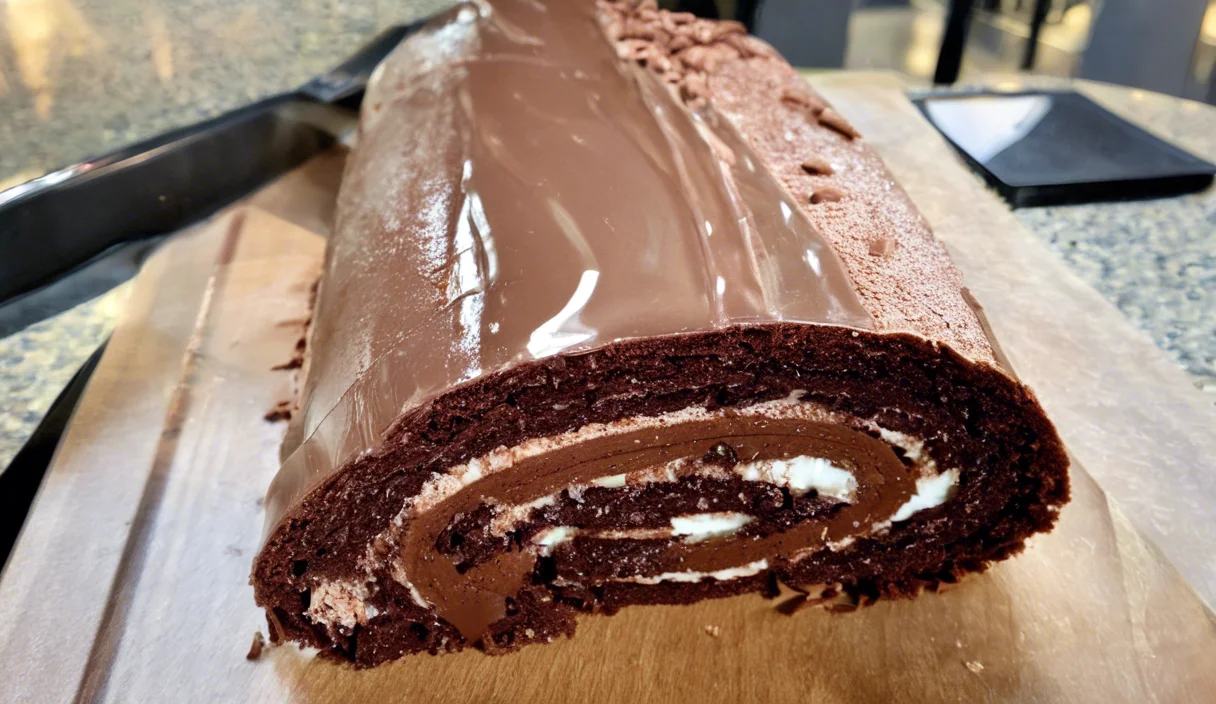 A delicious plate of Chocolate Swiss Roll
