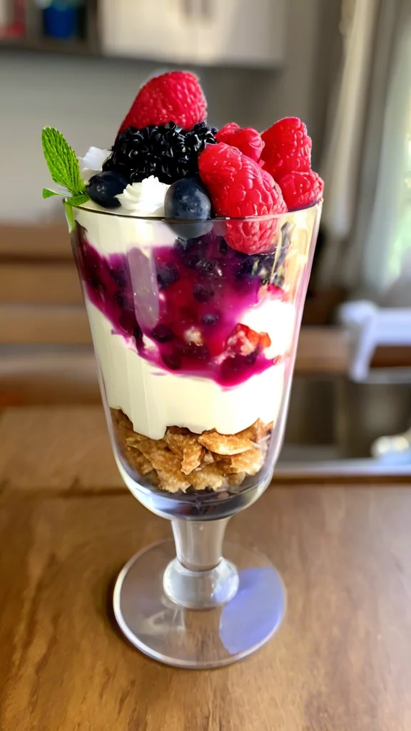 Beautifully plated Berry Parfait