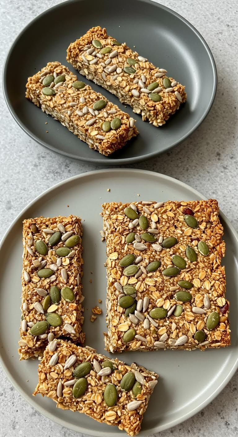 Plate of Delicious Sun-Kissed Seed & Oat Bars: A Nut-Free Muesli Bar Delight Recipe You'll Love!