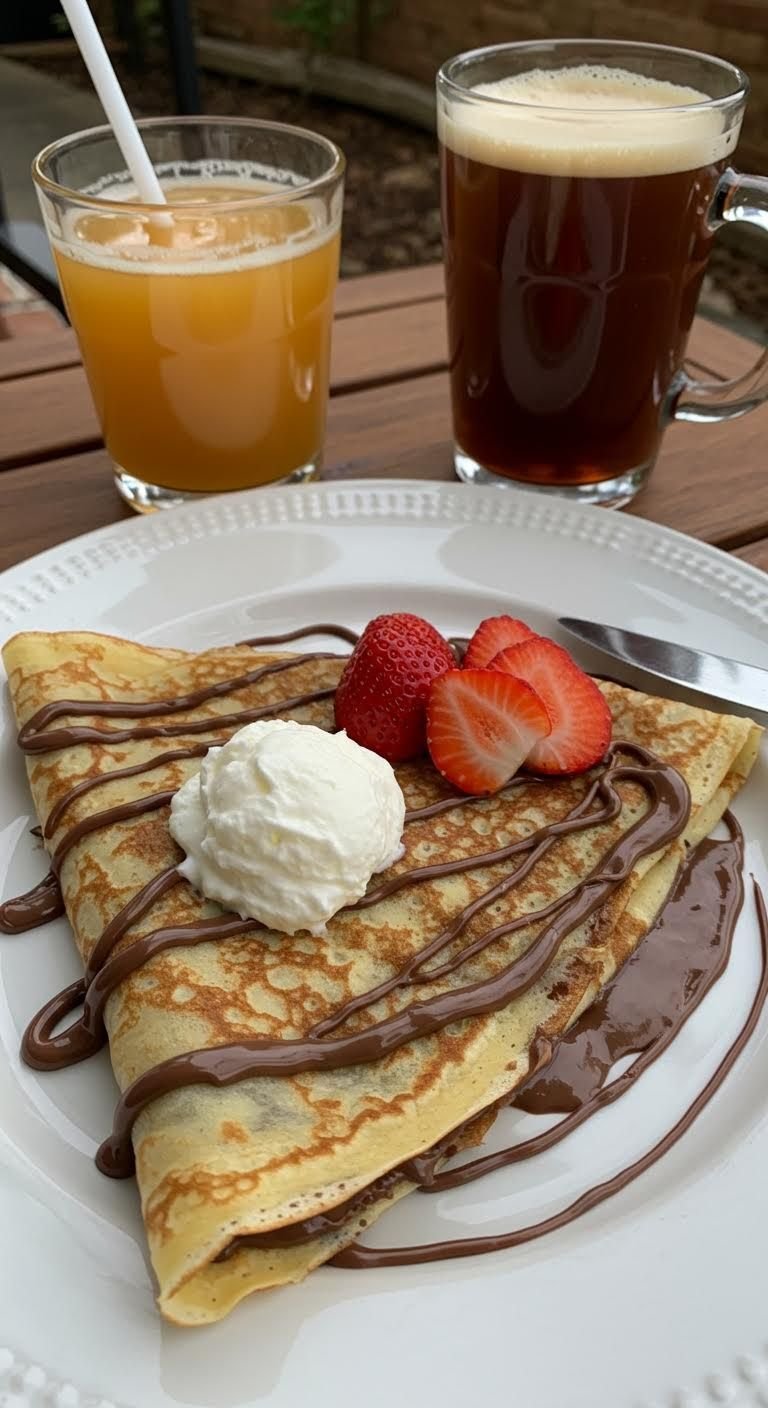 Preparation of Sweet Crepes with Nutella & Strawberry Bliss!