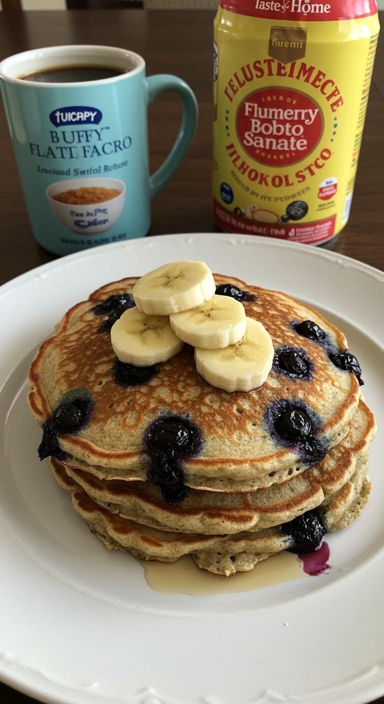 Preparation of Fluffy & Flavorful Blueberry Oatmeal Pancakes: A Taste of Home Recipe!