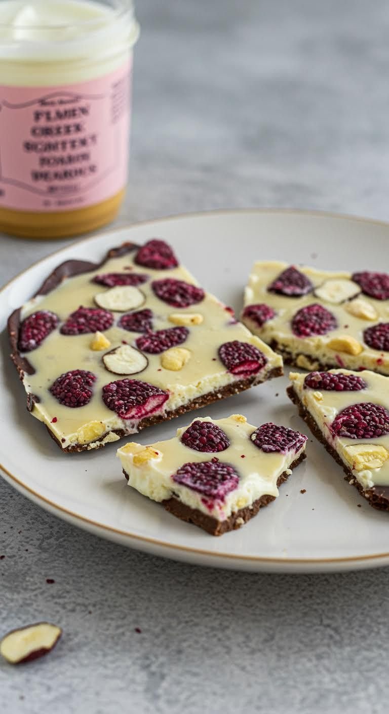 Plate of Sweet Bliss in a Bite: Ultimate Frozen Yogurt Bark Recipe!