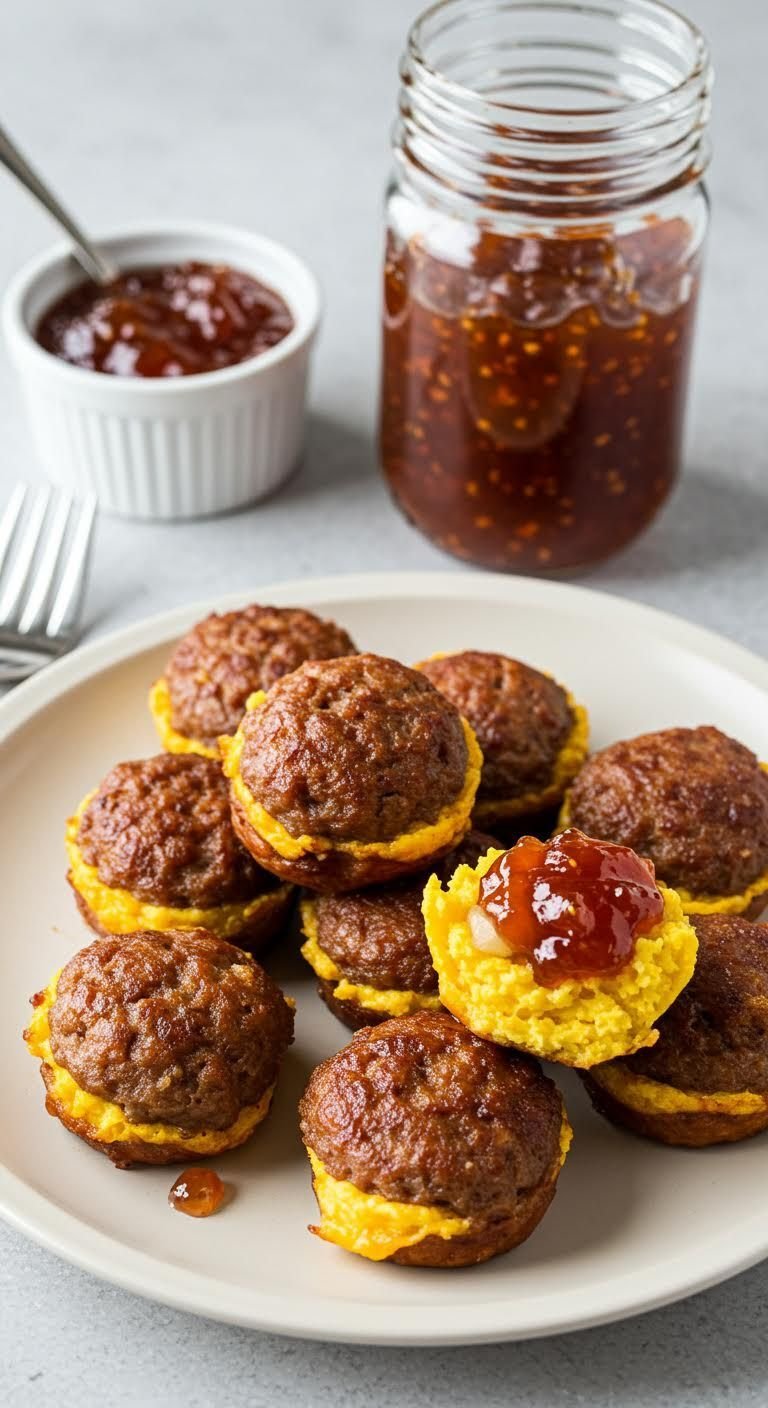 Preparation of Sizzling Sweet Heat: Easy Pepper Jelly Sausage Breakfast Bites Recipe!