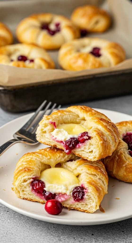 Plate of Festive Cranberry Bliss: Cream Cheese Danishes Recipe!