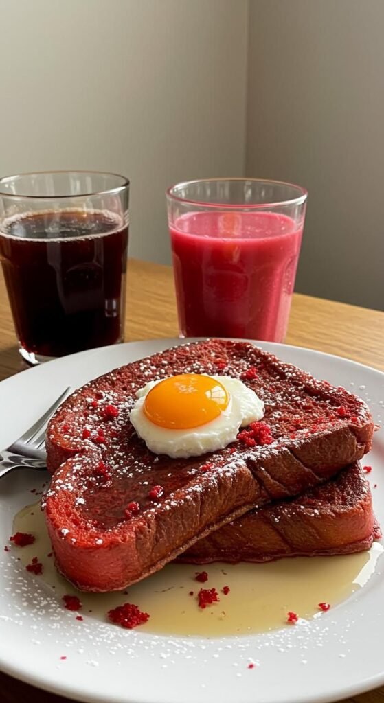 Plate of Indulge in Crimson Delight: A Red Velvet French Toast Recipe You'll Love!