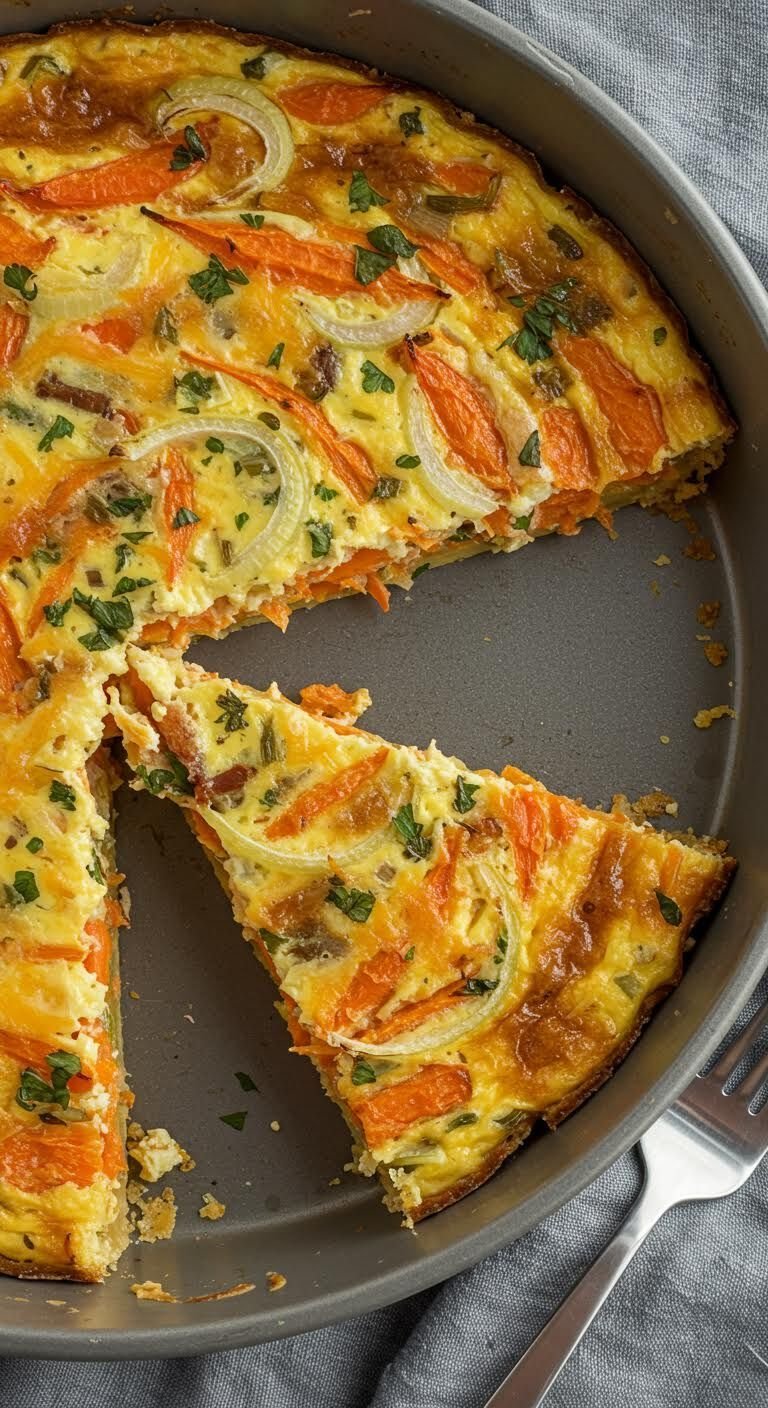 Preparation of Delicious Savory Symphony: Carrot Quiche with Cheddar & Onions Recipe!