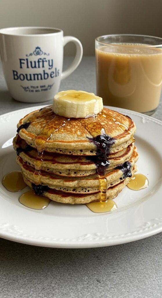 Plate of Fluffy & Flavorful Blueberry Oatmeal Pancakes: A Taste of Home Recipe!