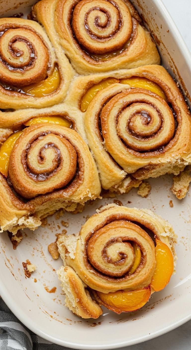 Plate of Cozy Up with Peach Cobbler Cinnamon Rolls: Sweet Summer Treat