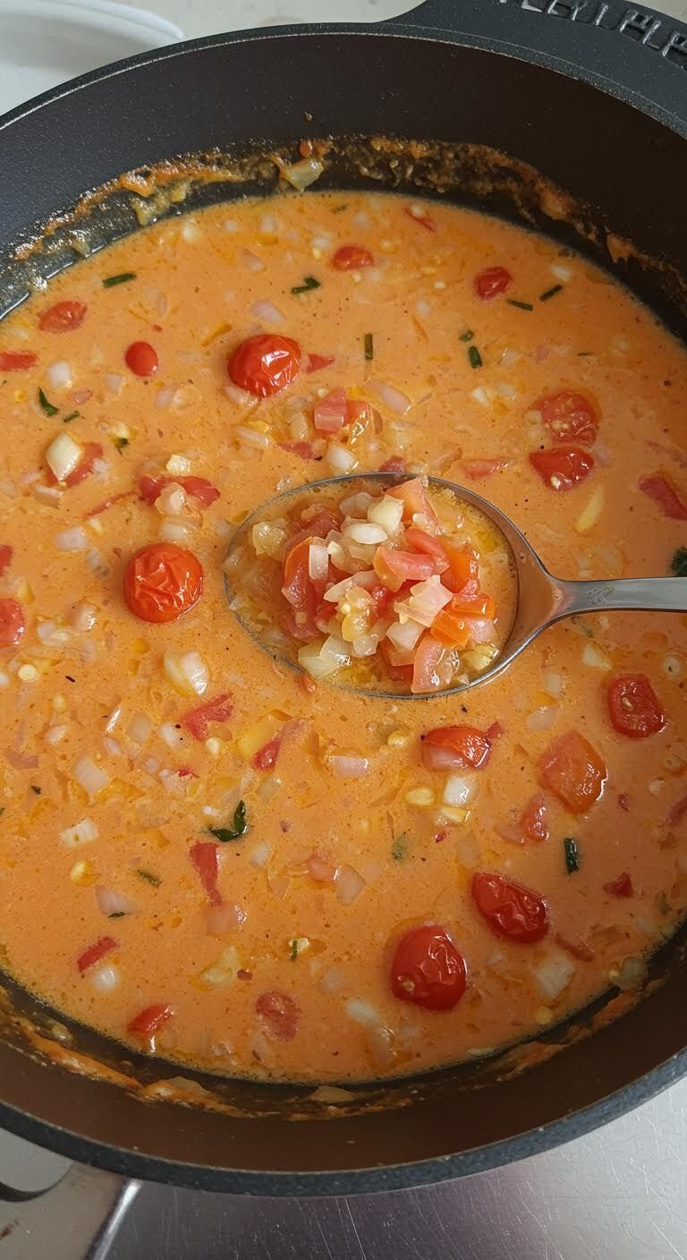 Preparation of Savor the Flavor: Creamy Tomato Delight!