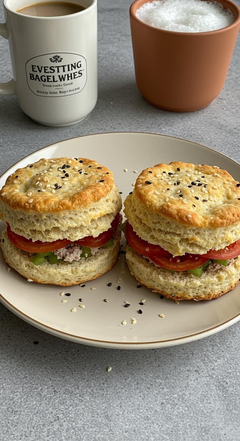 Preparation of Elevate Your Brunch with Crunchy Everything Bagel Biscuit Sandwiches!