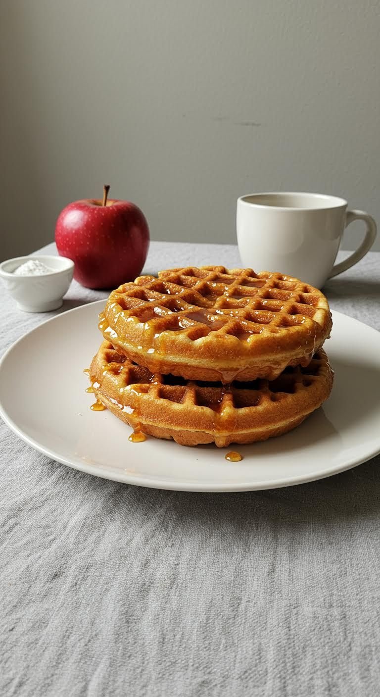 Plate of Delicious Crispy Apple Fritter Waffle Donuts Recipe!