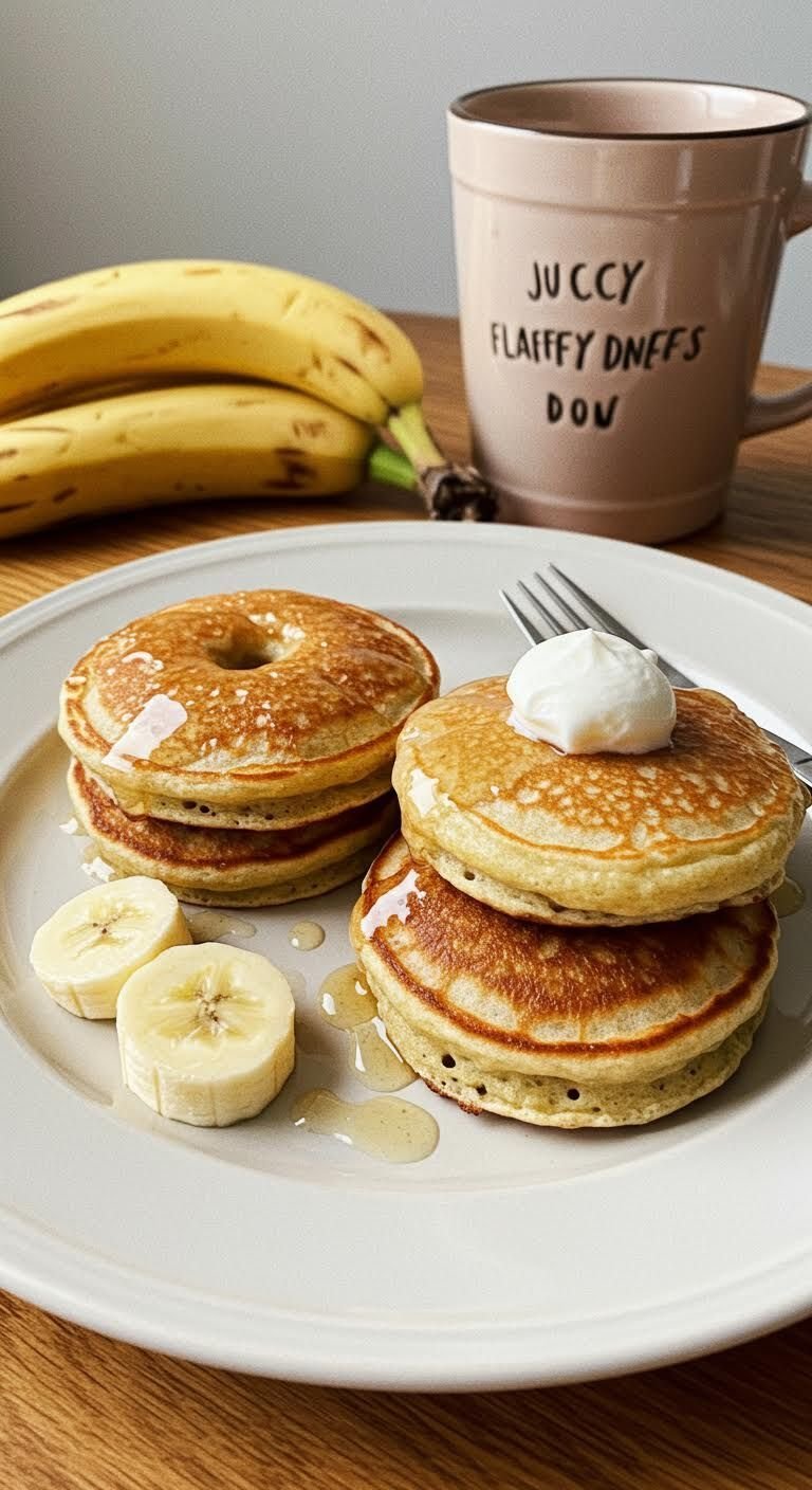 Plate of Fluffy Banana Pancake Donuts: Sweet Weekend Delight!