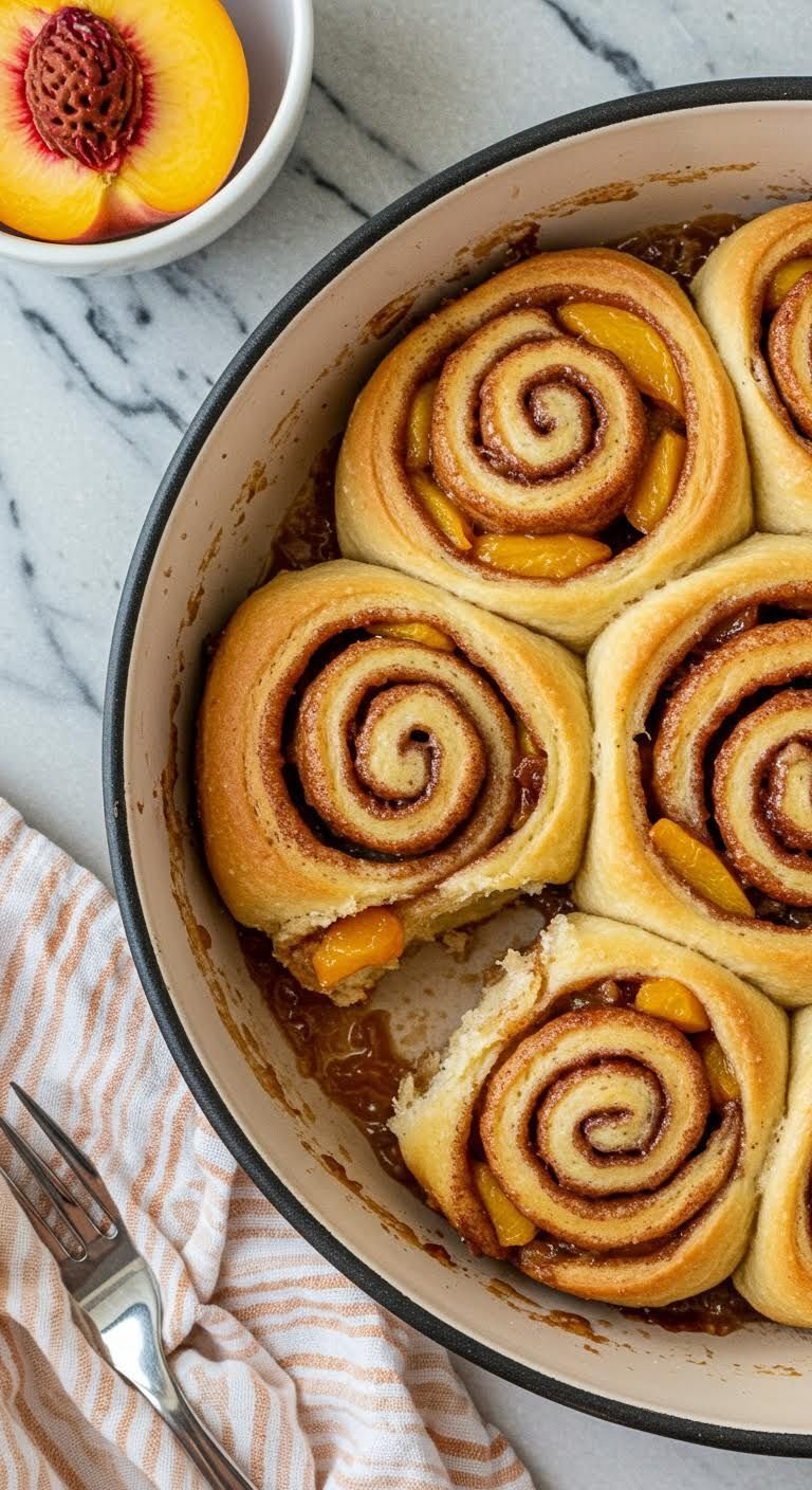 Preparation of Cozy Up with Peach Cobbler Cinnamon Rolls: Sweet Summer Treat