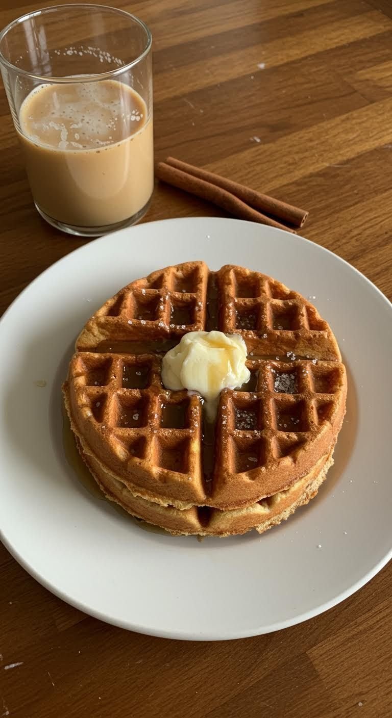 Plate of Cozy Up with Cinnamon Waffles & Maple Butter Bliss!