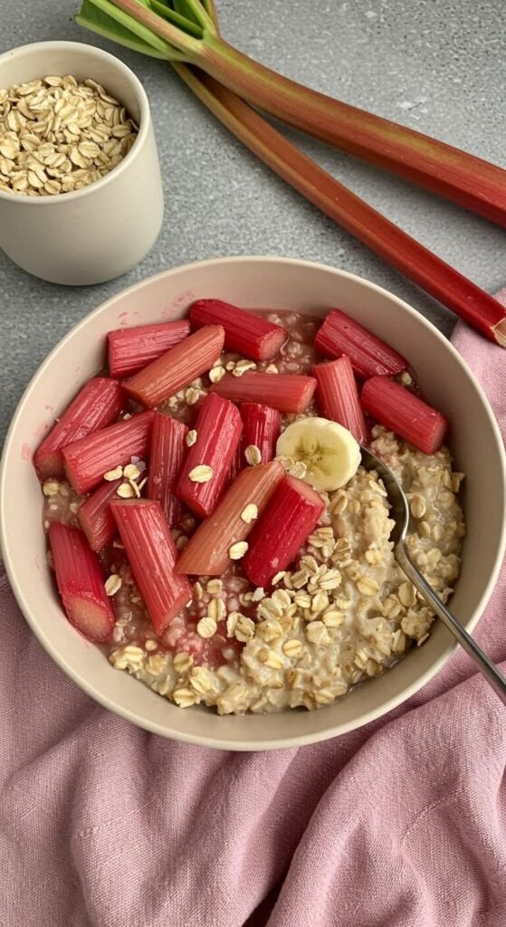 Plate of Spring's Sweet Awakening: Rhubarb Oatmeal Bliss!